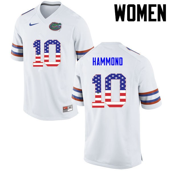 Florida Gators Women #10 Josh Hammond College Football USA Flag Fashion White